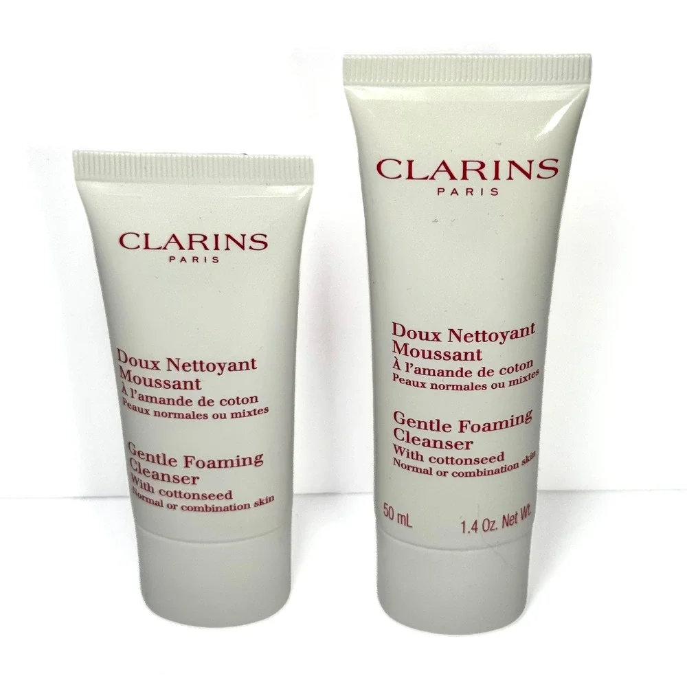 Clarins Gentle Foaming Cleanser Cottonseed 1.4oz & 0.8oz Travel Duo New Sealed